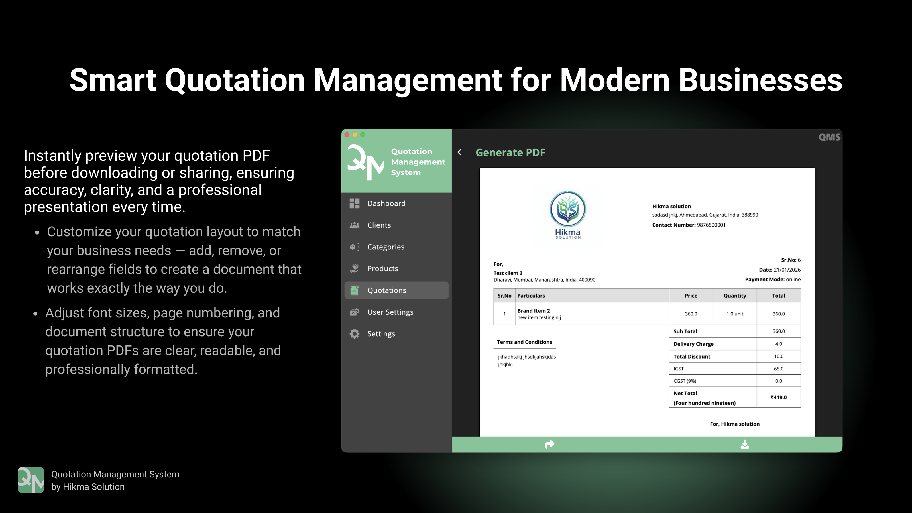Quotation Management System - Screenshot 4